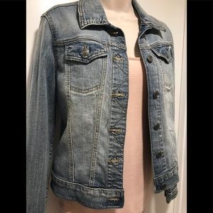 Super Soft Distressed Denim Jacket Size M